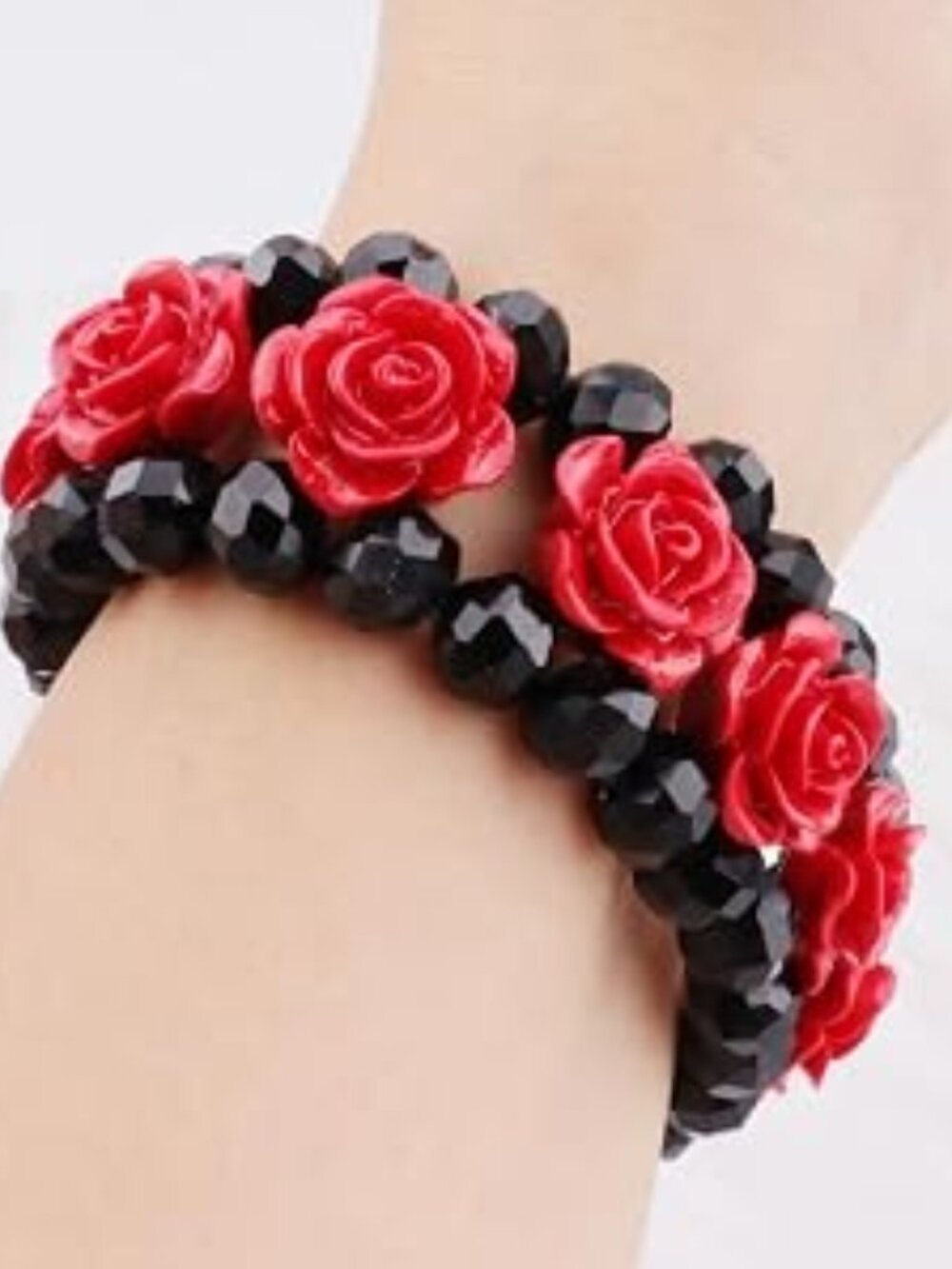 Red Rose Flower Bracelets for Women Flower Vintage Elastic Bracelet Fashion Vale